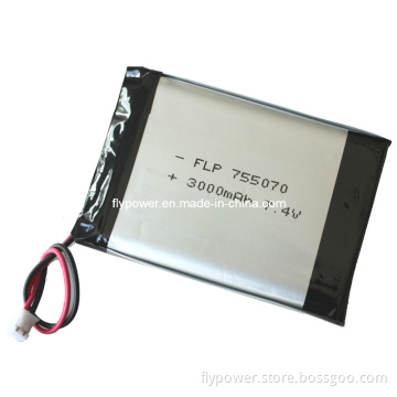 Lithium Battery 3.7V 3000mAh Rechargeable Battery Pack (1S1P of FLP-755070) .
